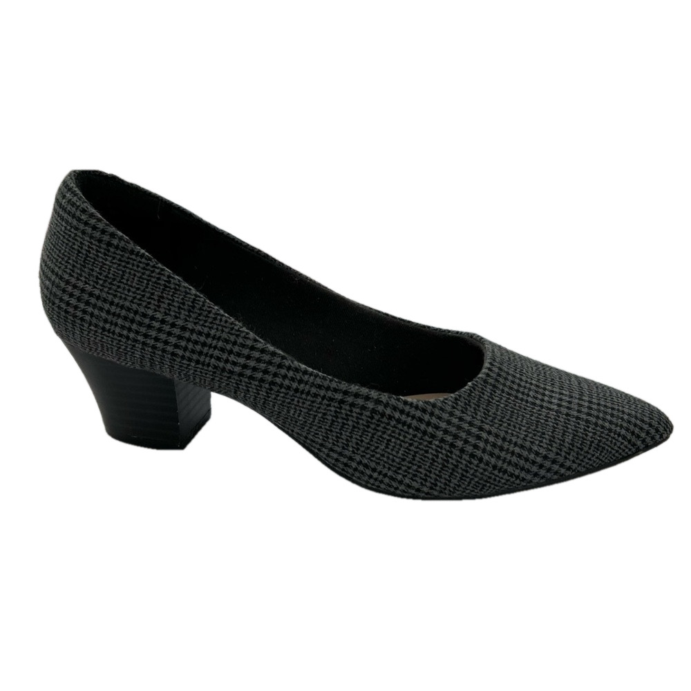 Clarks Teresa Houndstooth Size 11 WIDE Step Pump Grey Black Plaid EUC - Picture 6 of 13